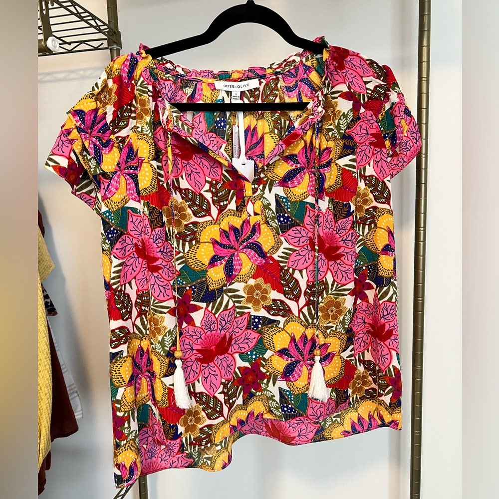 Rose + Olive Colorful Top (XL)